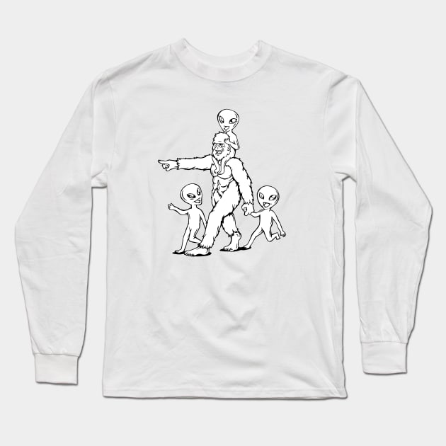 Big Foot Big Brother with Aliens Long Sleeve T-Shirt by bangart